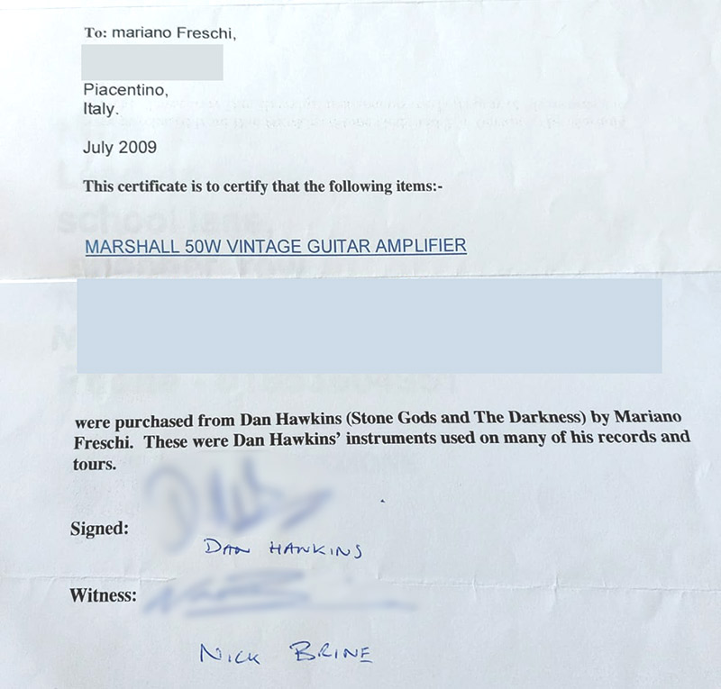 Dan Hawkins receipt