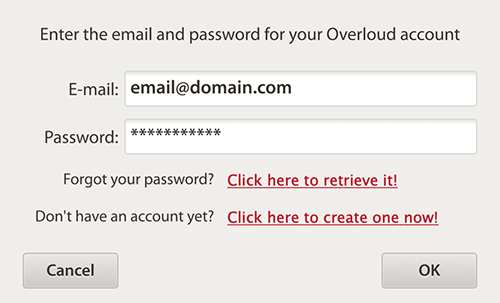 login to overloud account