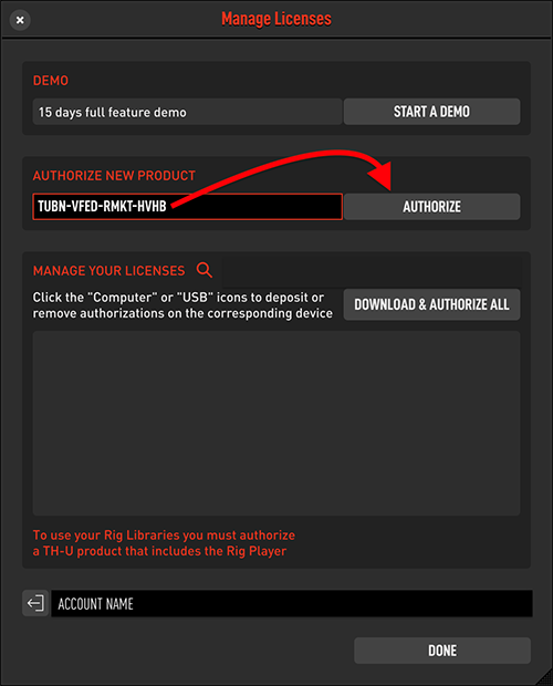 TH-U type serial and authorise